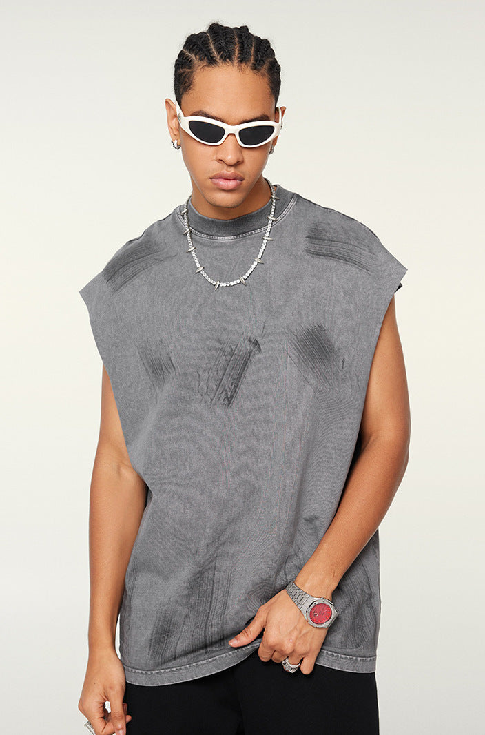 Distressed High Street Round Neck Sleeveless