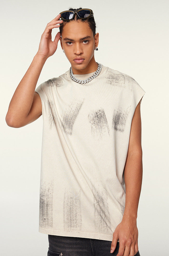Distressed High Street Round Neck Sleeveless