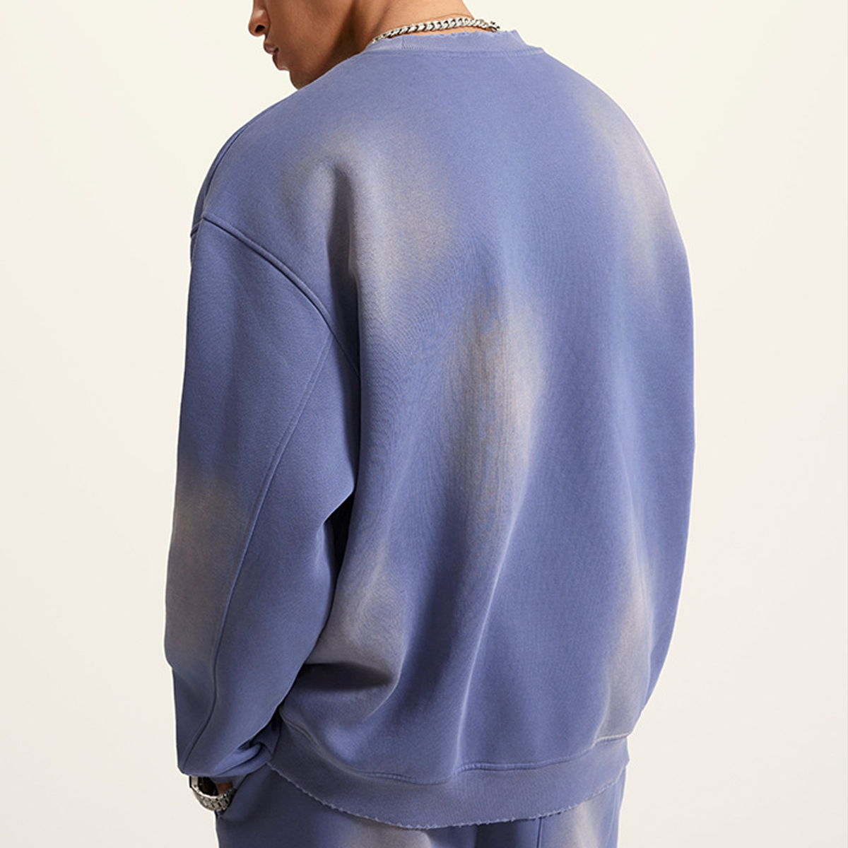 Round Neck Washed Distressed Ombre Heavyweight Sweatshirt(440GSM)