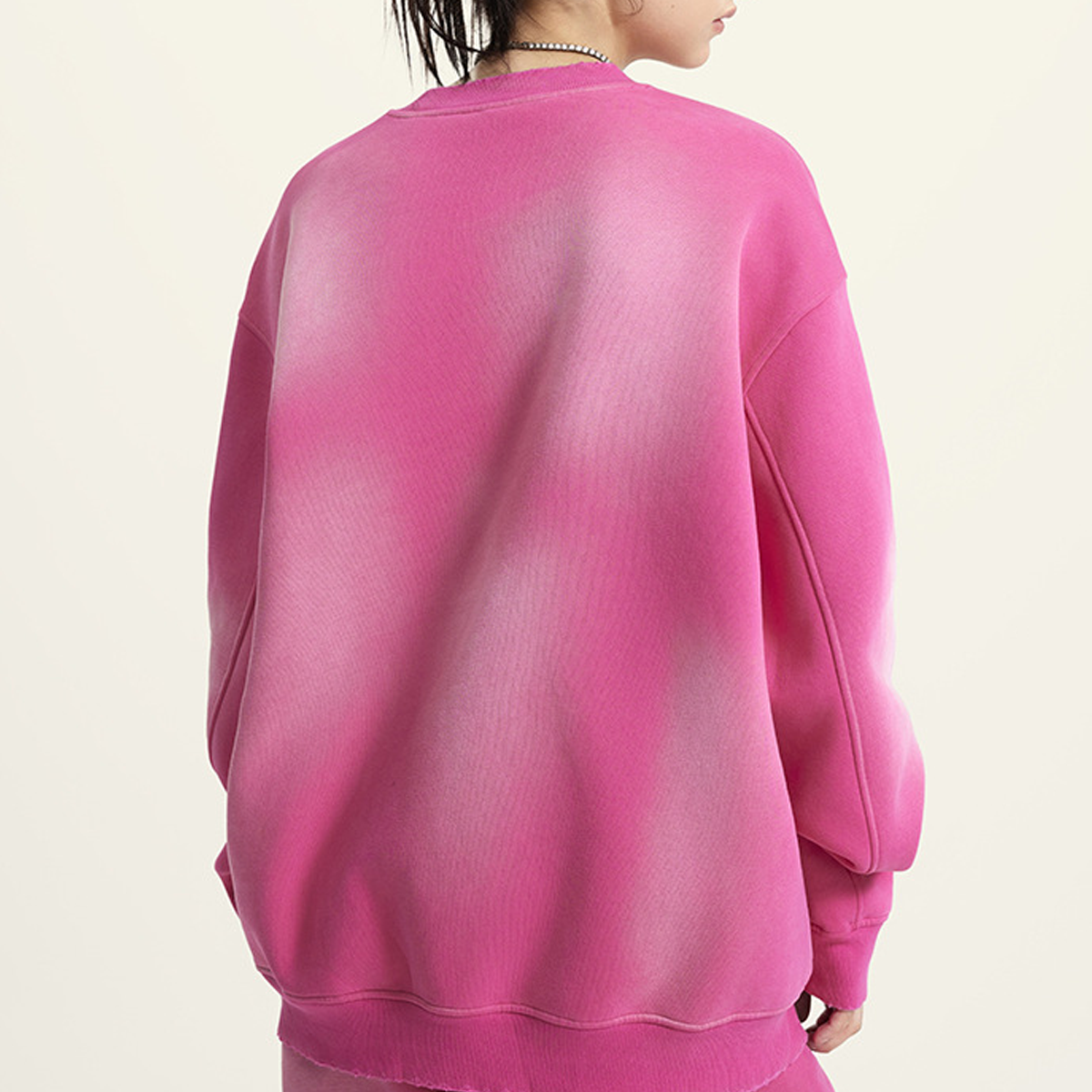 Round Neck Washed Distressed Ombre Heavyweight Sweatshirt(440GSM)