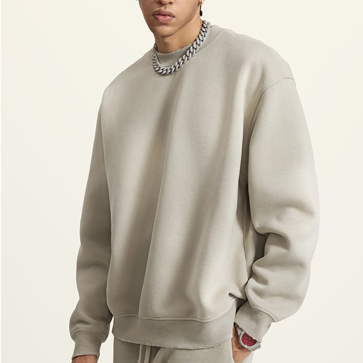 Round Neck Washed Distressed Ombre Sweatshirt