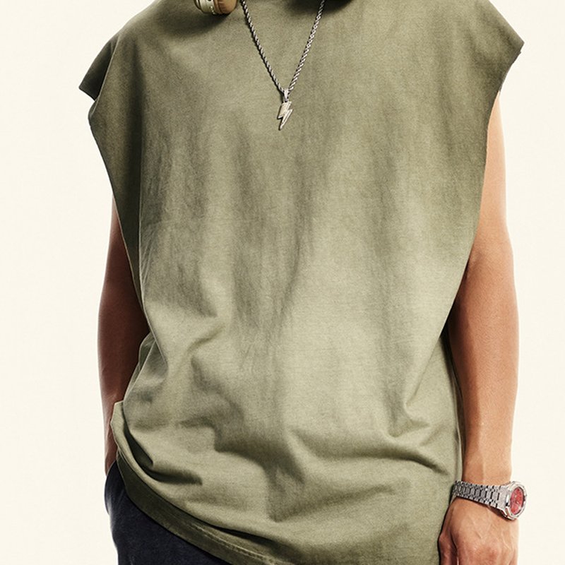 Washed Crew Neck Tank Top(250GSM)