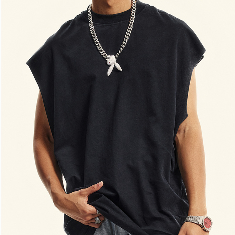 Washed Crew Neck Tank Top(250GSM)