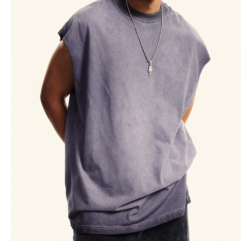 Washed Crew Neck Tank Top(250GSM)