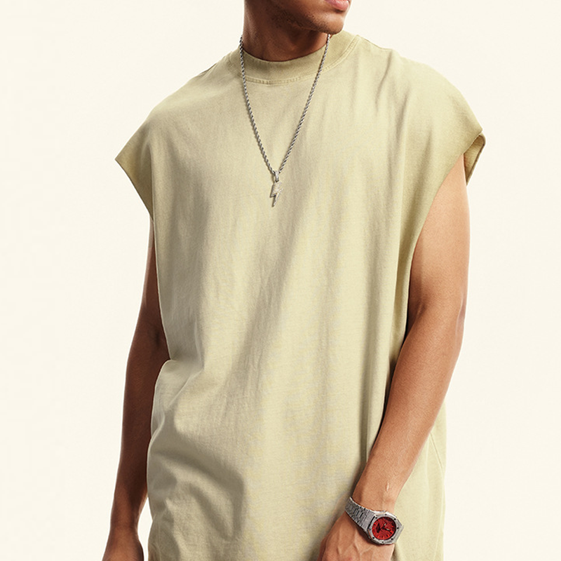 Washed Crew Neck Tank Top(250GSM)