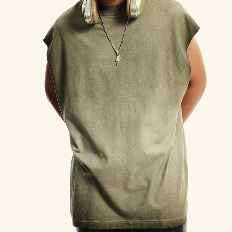 Washed Crew Neck Tank Top(250GSM)