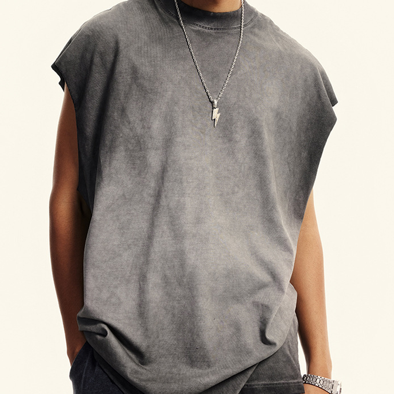 Washed Crew Neck Tank Top(250GSM)