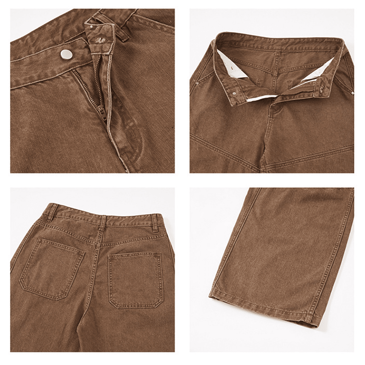 Unisex Washed Curved Blade Denim Jeans