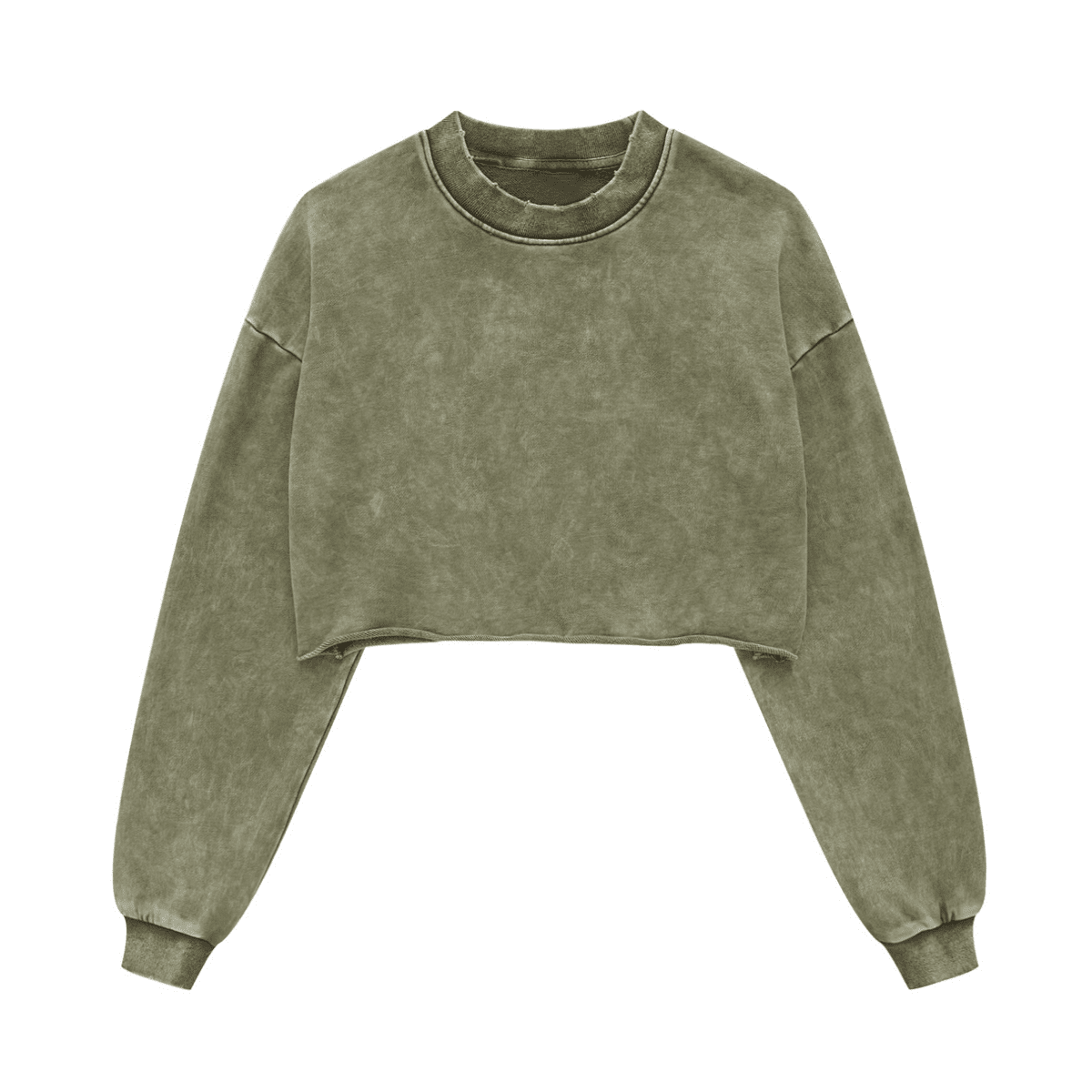 Cropped Oversized Washed Sweatshirt with Premium Cotton