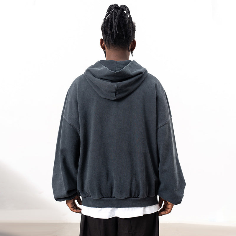 Reverse Pocket Design Distressed Hoodie(440GSM)