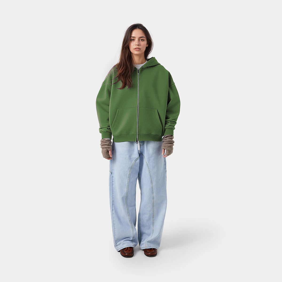 Unisex Cropped Double-Zip Hoodie (460 GSM)