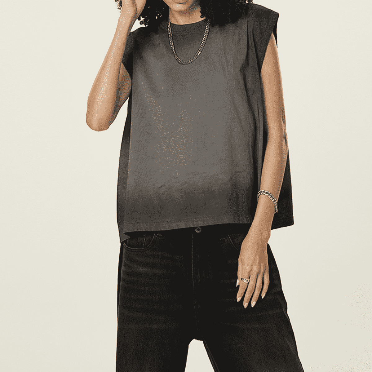 Unisex Cropped Boxy Washed Gradient Pure Cotton Tank Top (230 gsm)