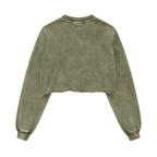 Cropped Oversized Washed Sweatshirt with Premium Cotton