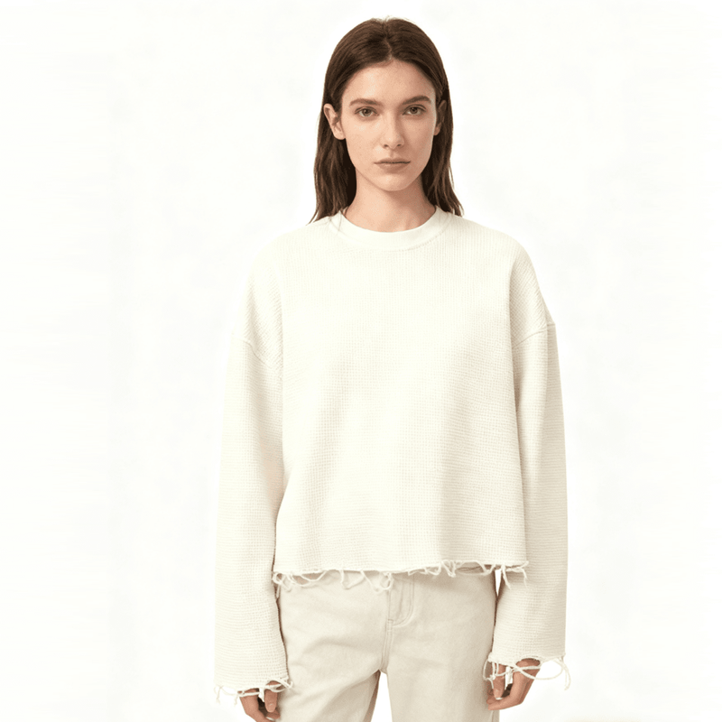 Unisex Waffle Cropped Long Sleeve Shirt(290G)