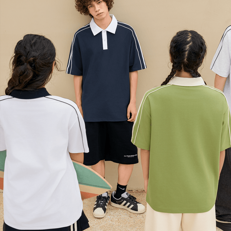 unisex polo shirt with contrast collar