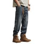 Unisex Loose-Fit Harem Cargo Denim Jeans