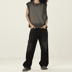 Unisex Cropped Boxy Washed Gradient Pure Cotton Tank Top (230 gsm)