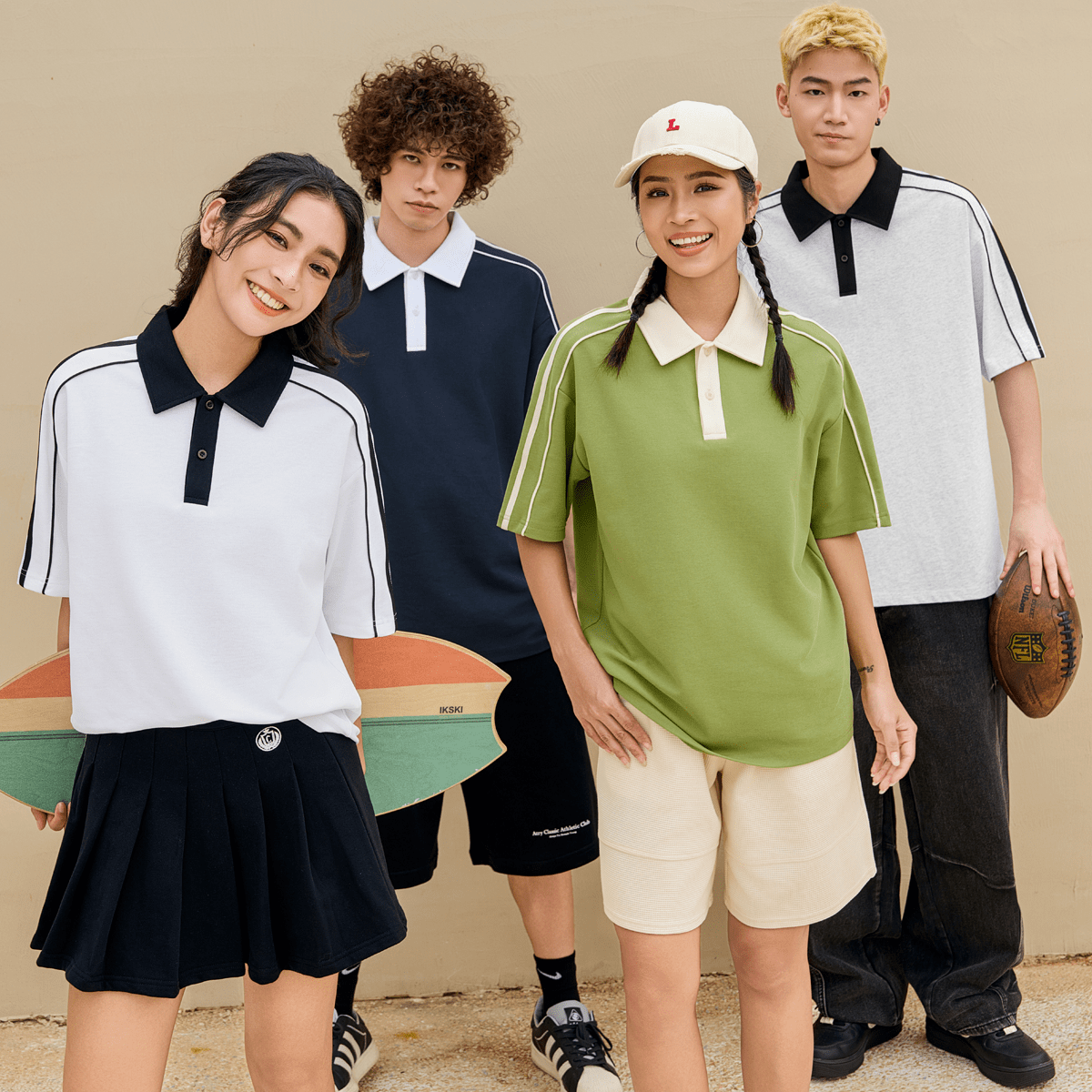 unisex polo shirt with contrast collar