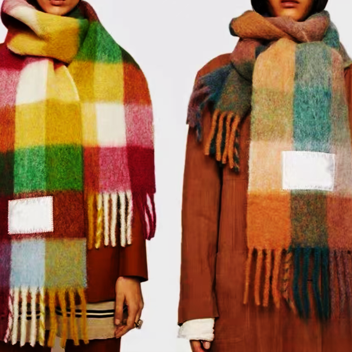 Imitation Cashmere Tassel Rainbow Scarf