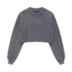 Cropped Oversized Washed Sweatshirt with Premium Cotton