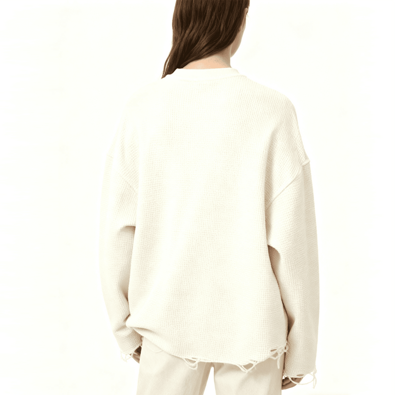 Unisex Waffle Cropped Long Sleeve Shirt(290G)