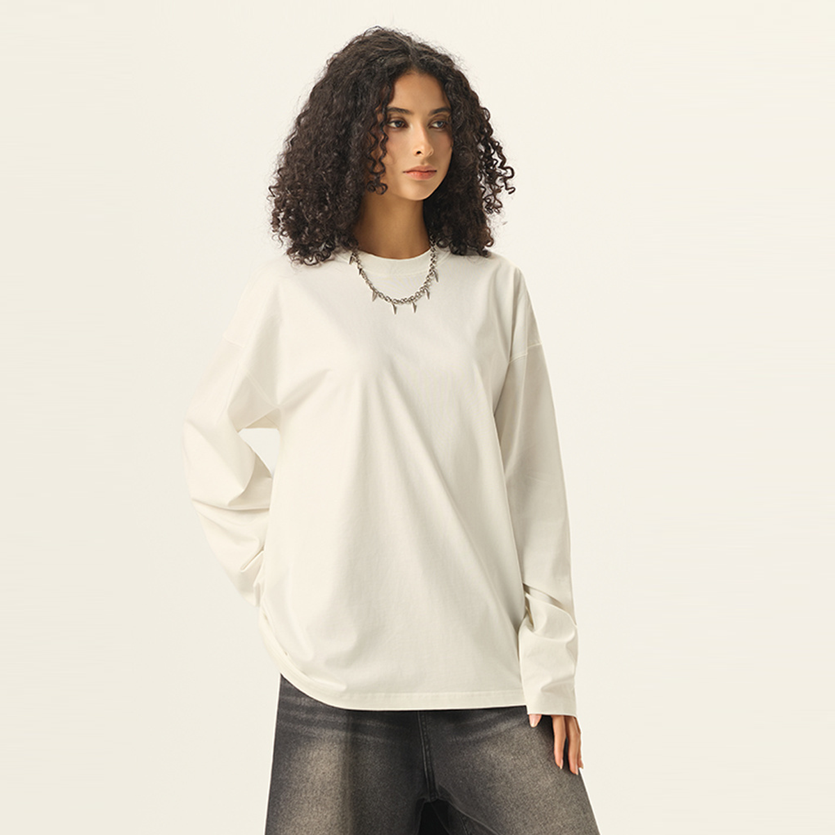 Unisex 100% Cotton Solid Color Long Sleeve T-shirt（280GSM）