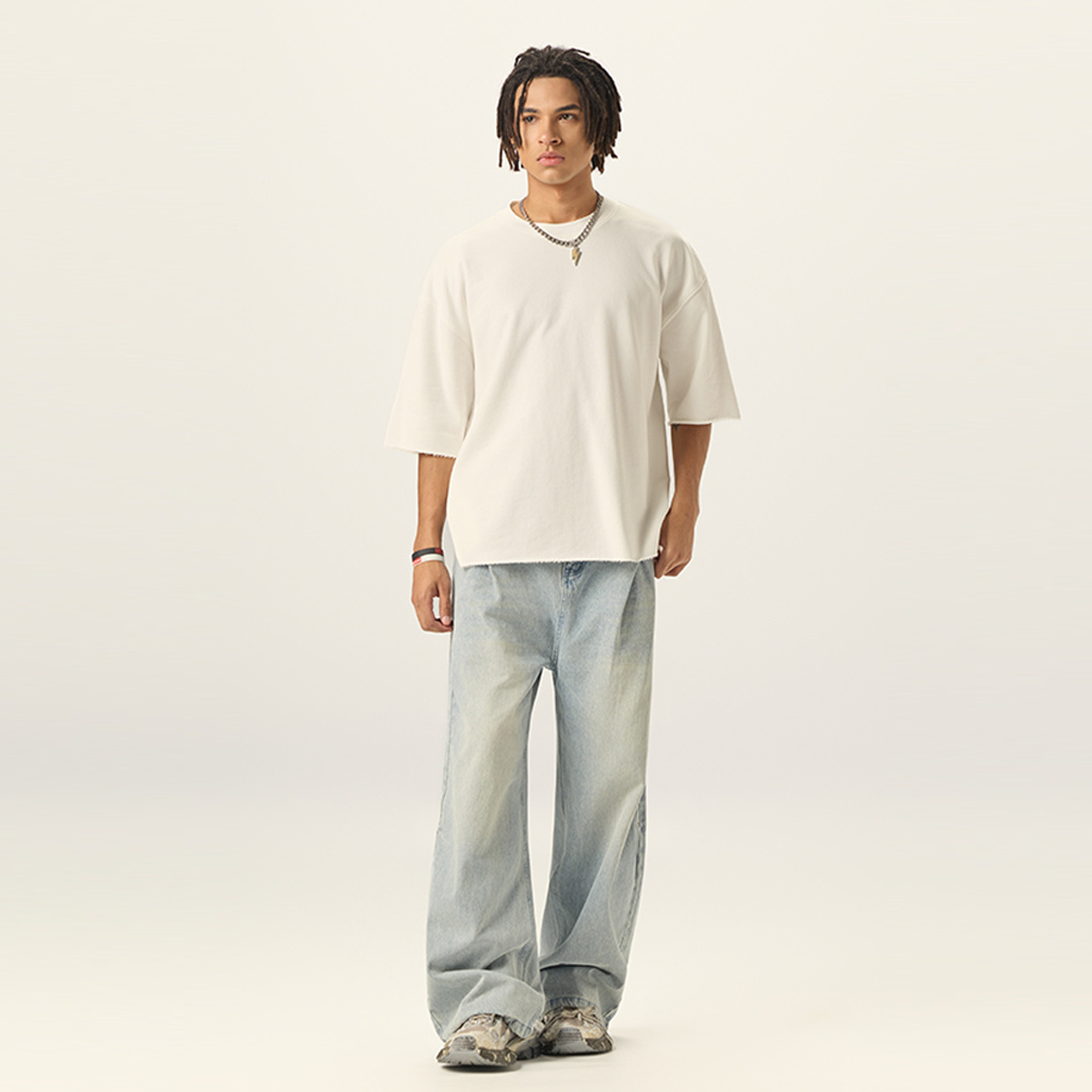 Mens Cropped Terry T-shirt