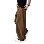 Loose-Fit Brown Washed Curved Denim Jeans for Relaxed Style