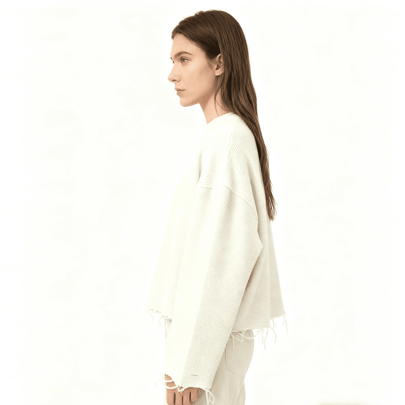 Unisex Waffle Cropped Long Sleeve Shirt(290G)