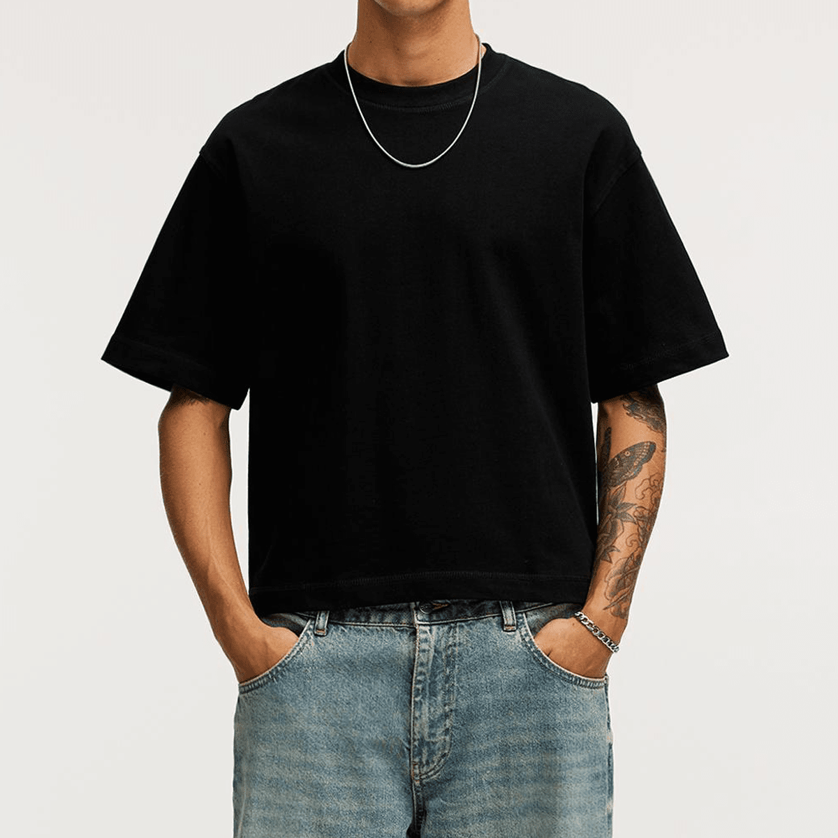 Unisex Cropped Oversized T-Shirt in Soft Combed Cotton