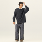 Colorblock V-neck Long Sleeve Shirt