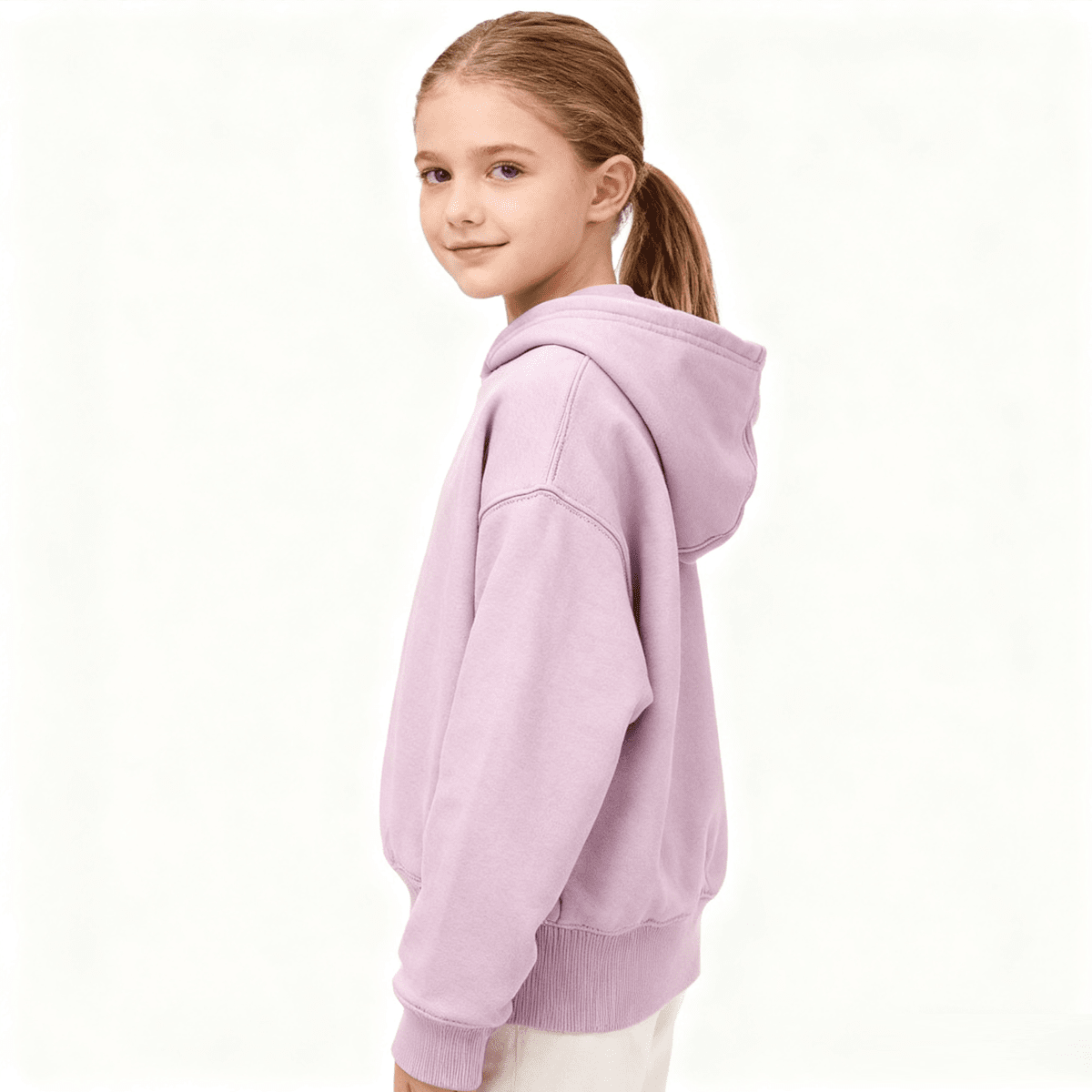 Kids’ Pink French Terry Crewneck Sweatshirt（405GSM）