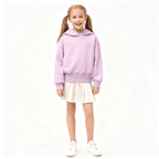 Kids’ Pink French Terry Crewneck Sweatshirt（405GSM）