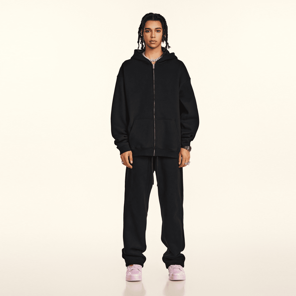 Unisex Fleece Zip-up Oversized Hoodie(380GSM)