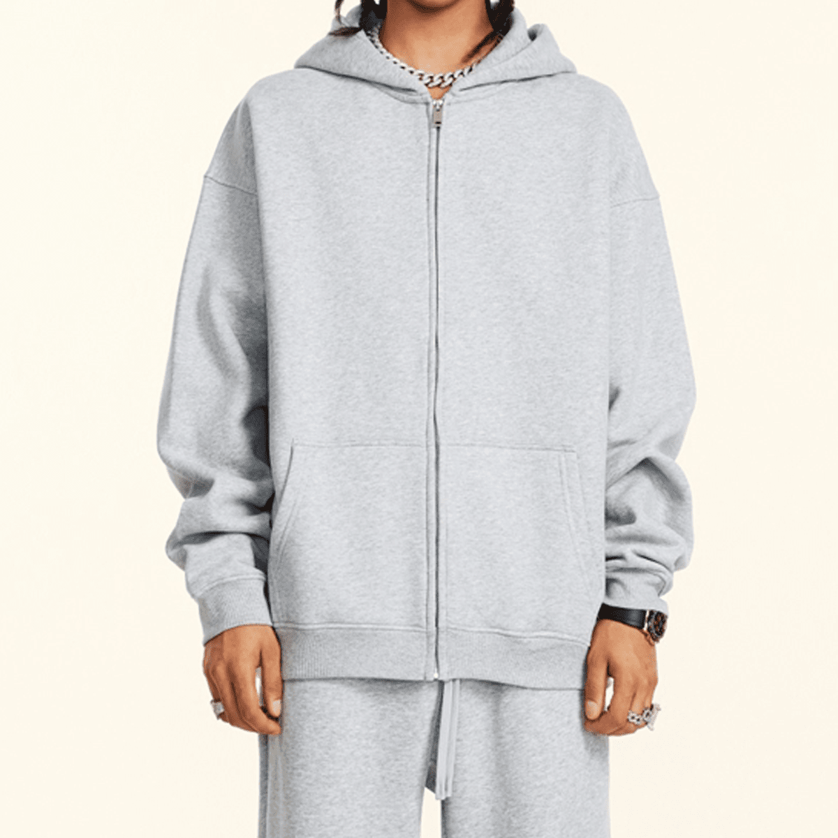 Unisex Fleece Zip-up Oversized Hoodie