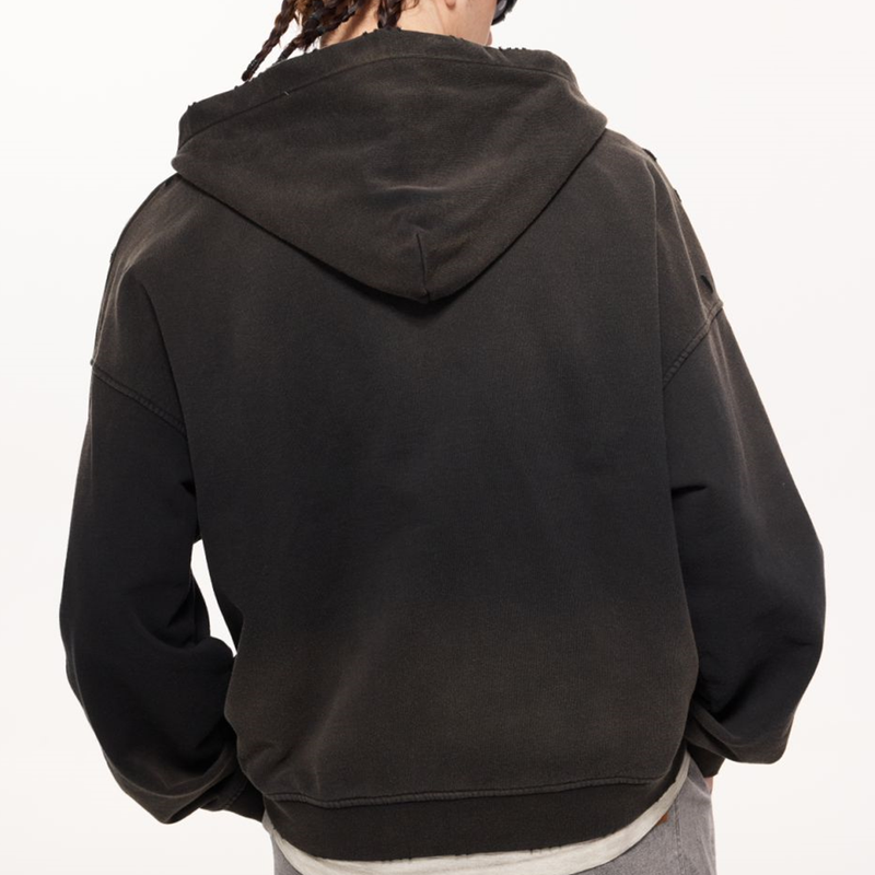 Unisex Washed Distressed Dystopian Streetwear Zip-Up Hoodie(420GSM)