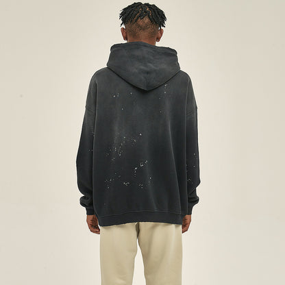 Vintage Wash Frayed Fleece Hoodie(360GSM)
