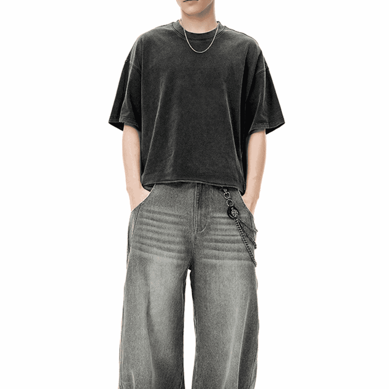 Unisex Cropped Snow Washed T-shirt(285GSM)