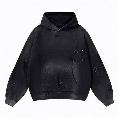 Vintage Wash Frayed Fleece Hoodie(360GSM)